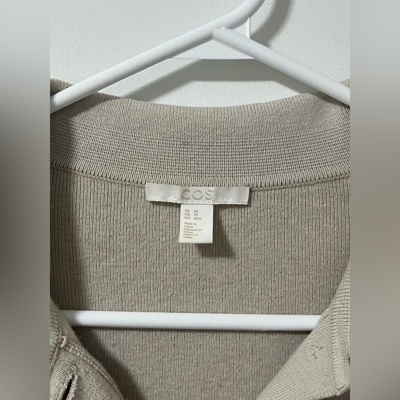 COS Grey Silk Knit Buttoned Long Cardigan Overshirt Oversized - Picture 4 of 8